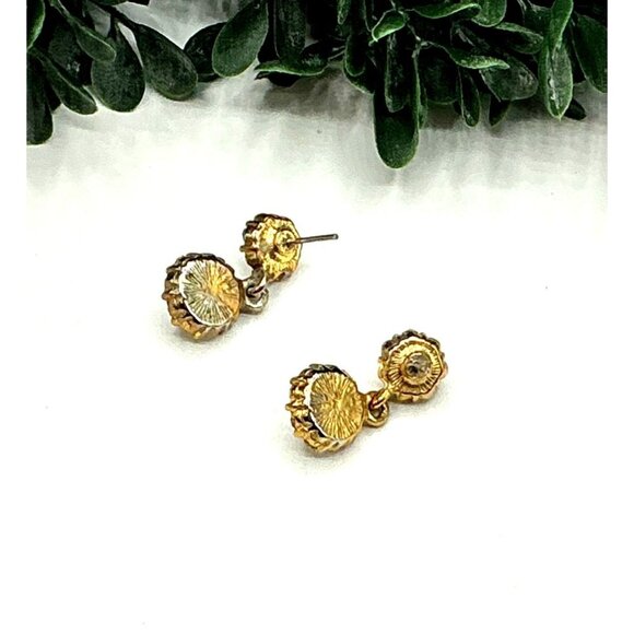 Vintage Gold-Tone Faux Pearl and Rhinestone Dangle Earrings - Picture 5 of 8